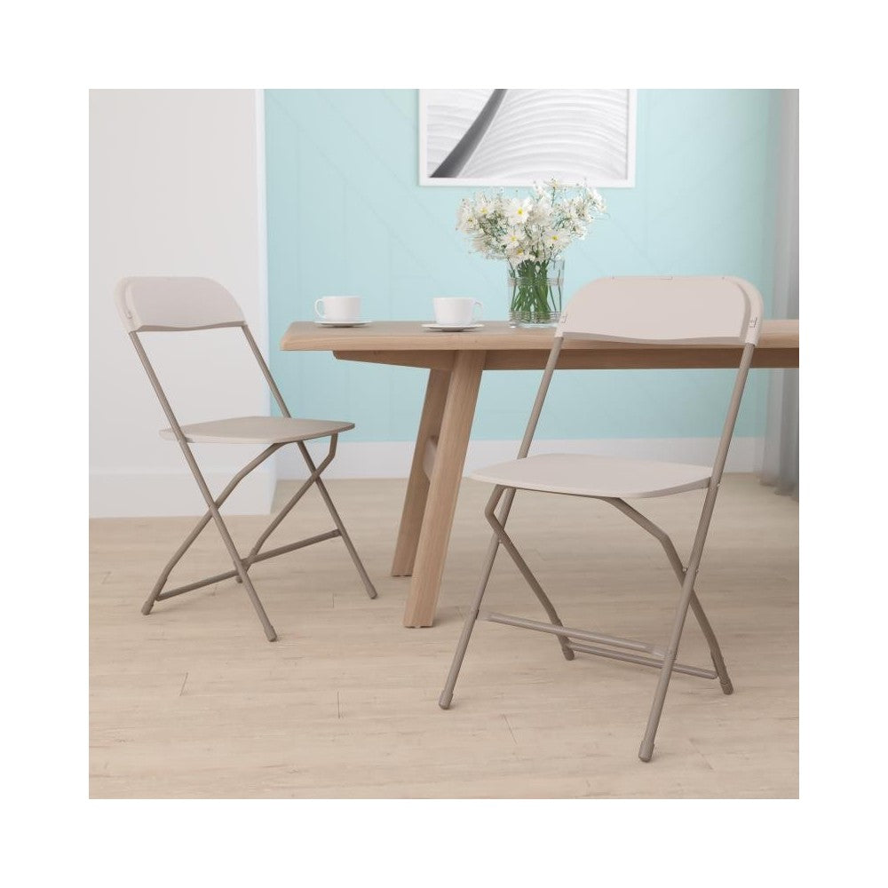 Flash Furniture HERCULES Beige Plastic Folding Chair 2-LE-L-3-BEIGE-GG