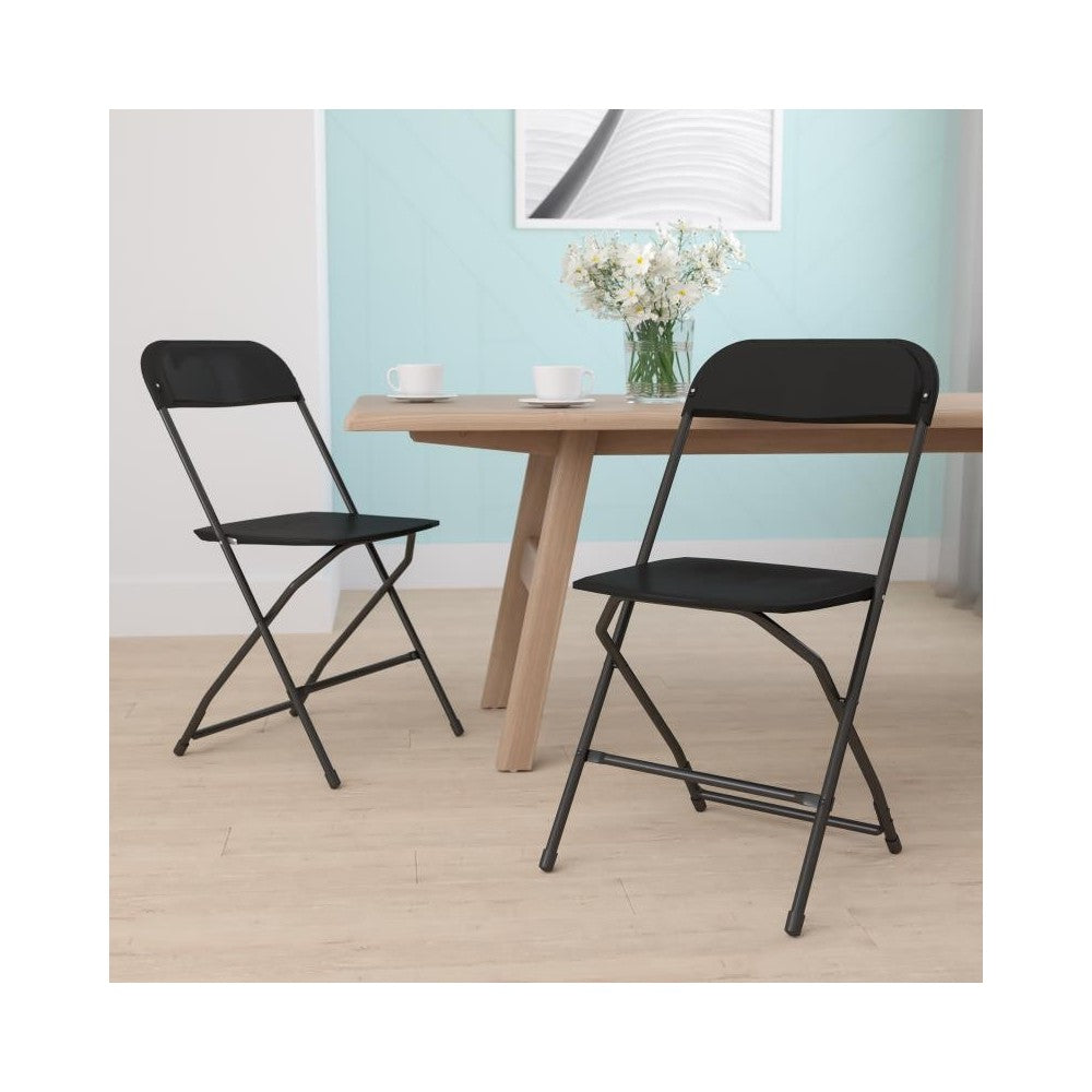 Flash Furniture HERCULES Black Plastic Folding Chair 2-LE-L-3-BK-GG
