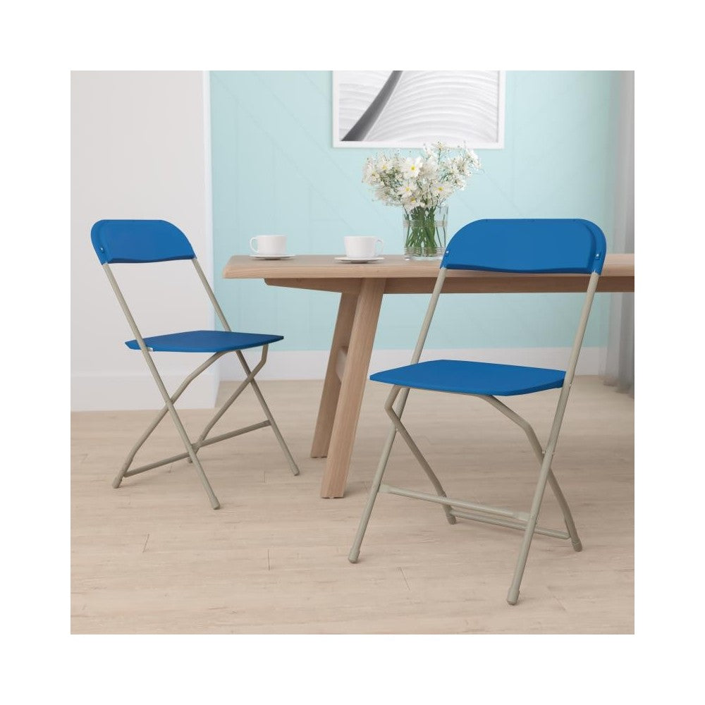 Flash Furniture HERCULES Blue Plastic Folding Chair 2-LE-L-3-BLUE-GG