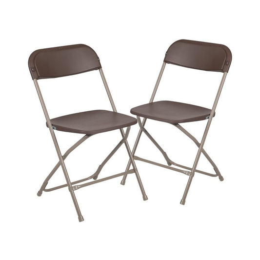 Flash Furniture HERCULES Brown Plastic Folding Chair 2-LE-L-3-BROWN-GG