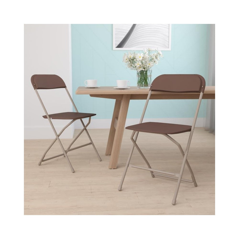 Flash Furniture HERCULES Brown Plastic Folding Chair 2-LE-L-3-BROWN-GG