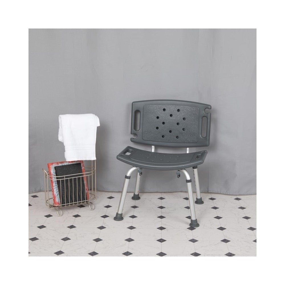 Flash Furniture HERCULES Gray Bath & Shower Chair DC-HY3501L-GRY-GG