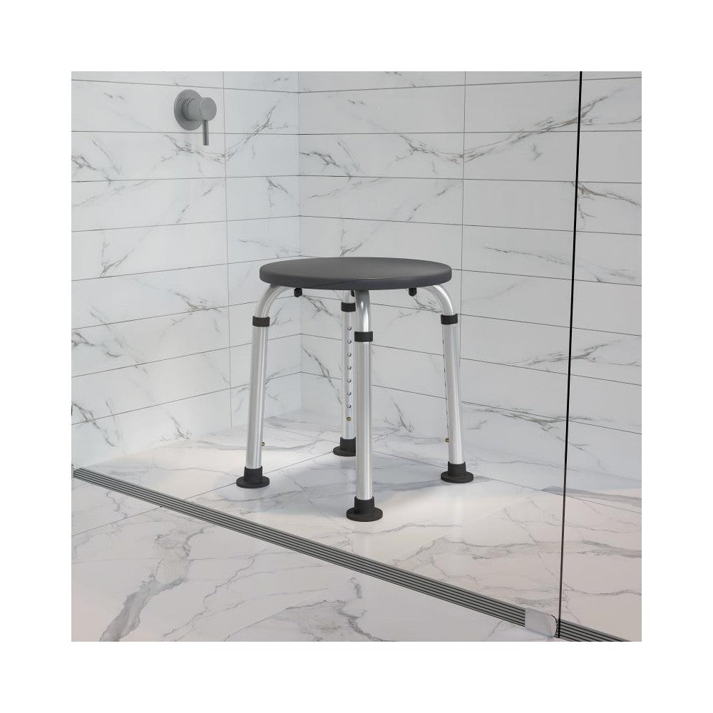 Flash Furniture HERCULES Gray Bath & Shower Stool DC-HY3400L-GRY-GG
