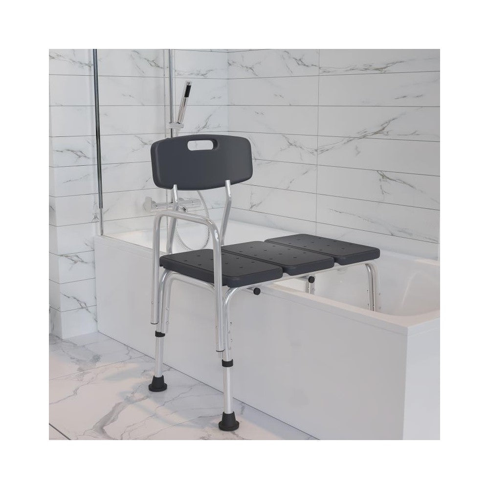 Flash Furniture HERCULES Gray Bath Transfer Bench DC-HY3510L-GRY-GG
