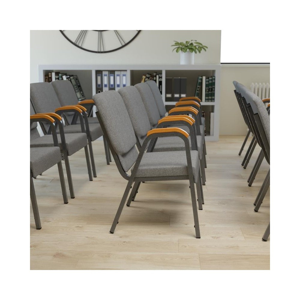 Flash Furniture HERCULES Gray Fabric Church Arm Chair XU-DG-60156-GY-GG