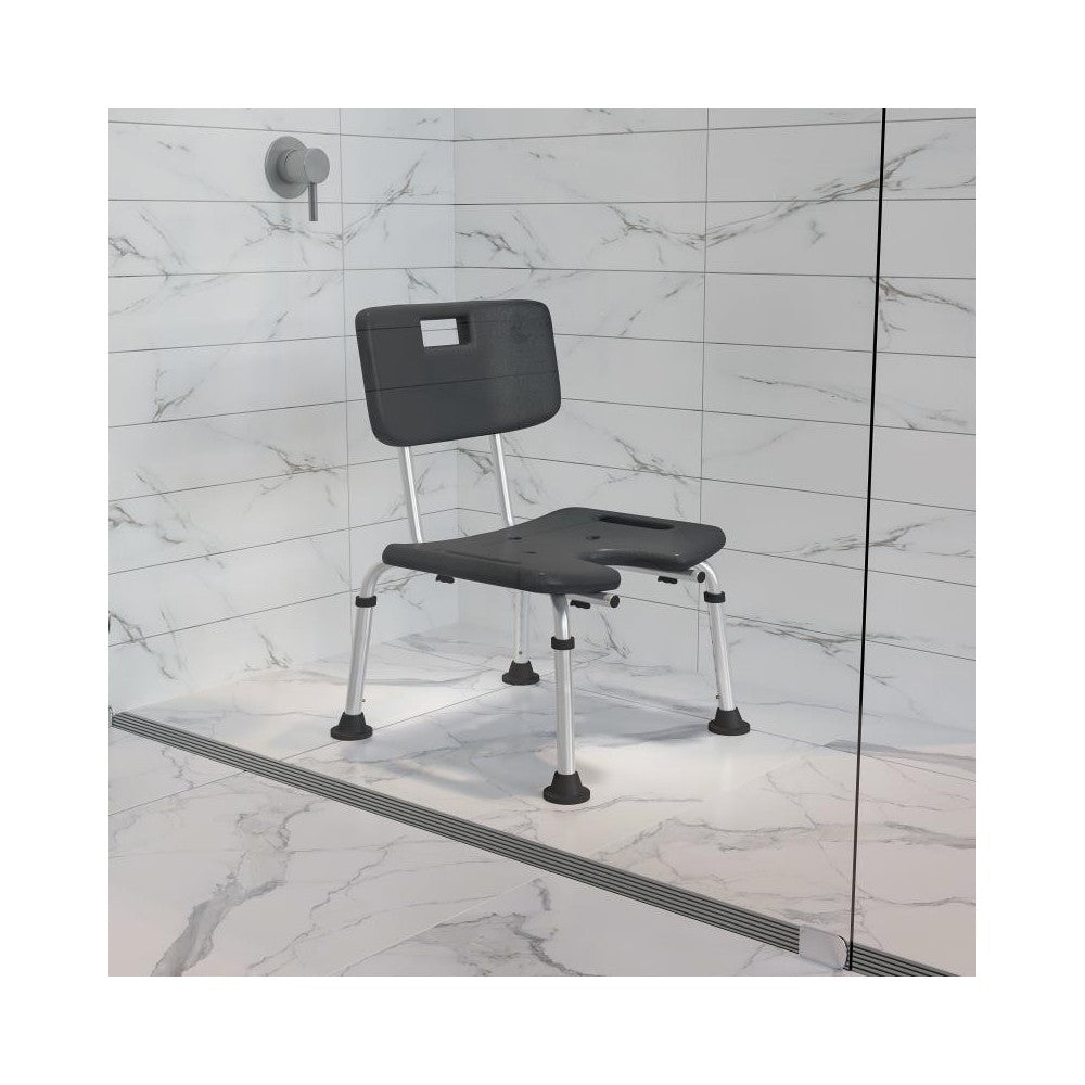 Flash Furniture HERCULES Gray U-Shaped Shower Chair DC-HY3502L-GRY-GG