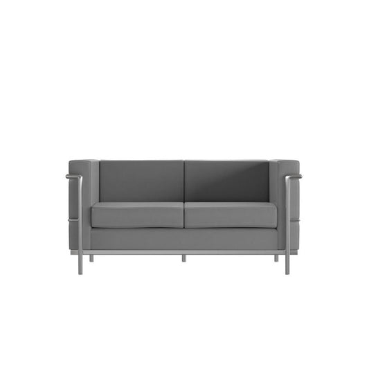Flash Furniture HERCULES Regal Gray Leather Loveseat ZB-REGAL-810-2-LS-GY-GG
