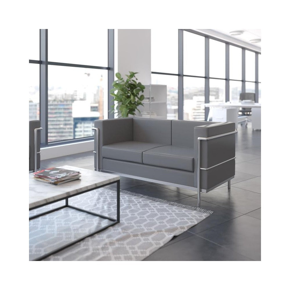 Flash Furniture HERCULES Regal Gray Leather Loveseat ZB-REGAL-810-2-LS-GY-GG