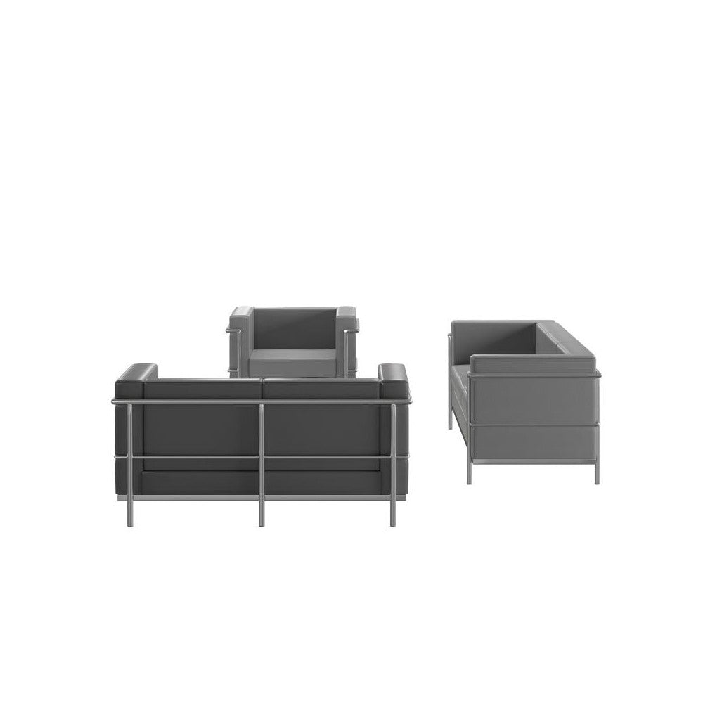 Flash Furniture HERCULES Regal Gray Leather Reception Set ZB-REGAL-810-SET-GY-GG