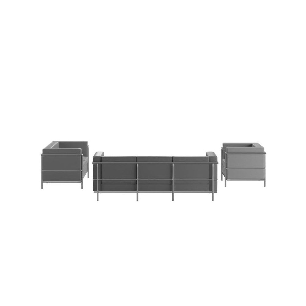 Flash Furniture HERCULES Regal Gray Leather Reception Set ZB-REGAL-810-SET-GY-GG
