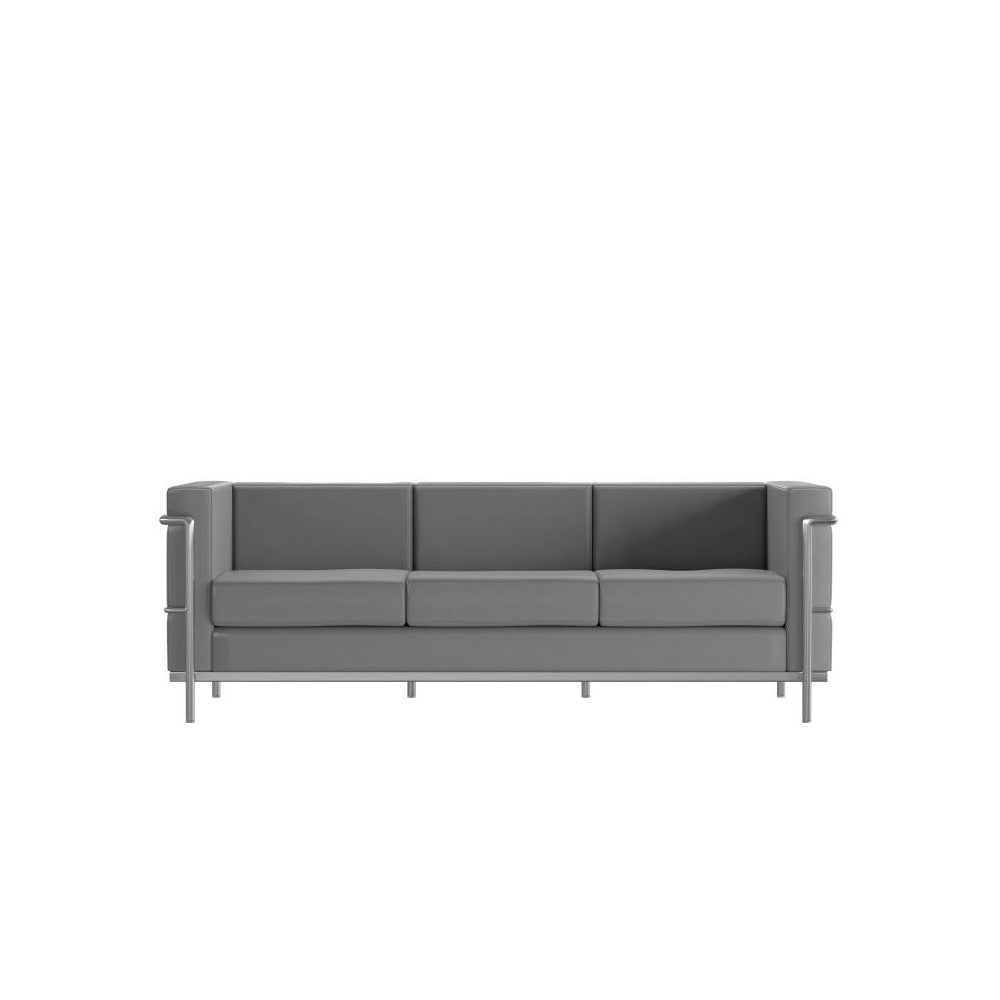 Flash Furniture HERCULES Regal Gray Leather Sofa ZB-REGAL-810-3-SOFA-GY-GG