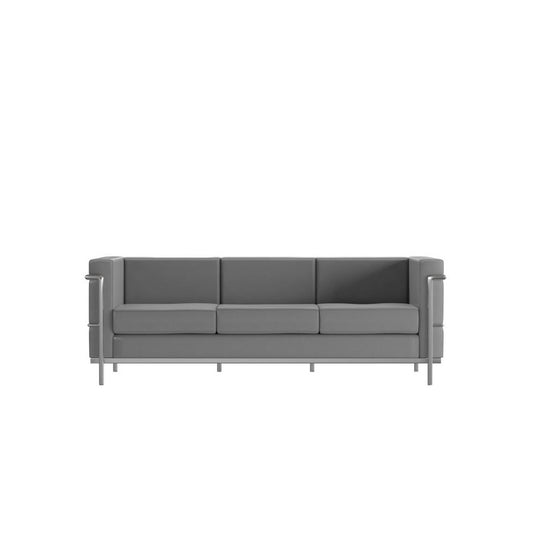 Flash Furniture HERCULES Regal Gray Leather Sofa ZB-REGAL-810-3-SOFA-GY-GG