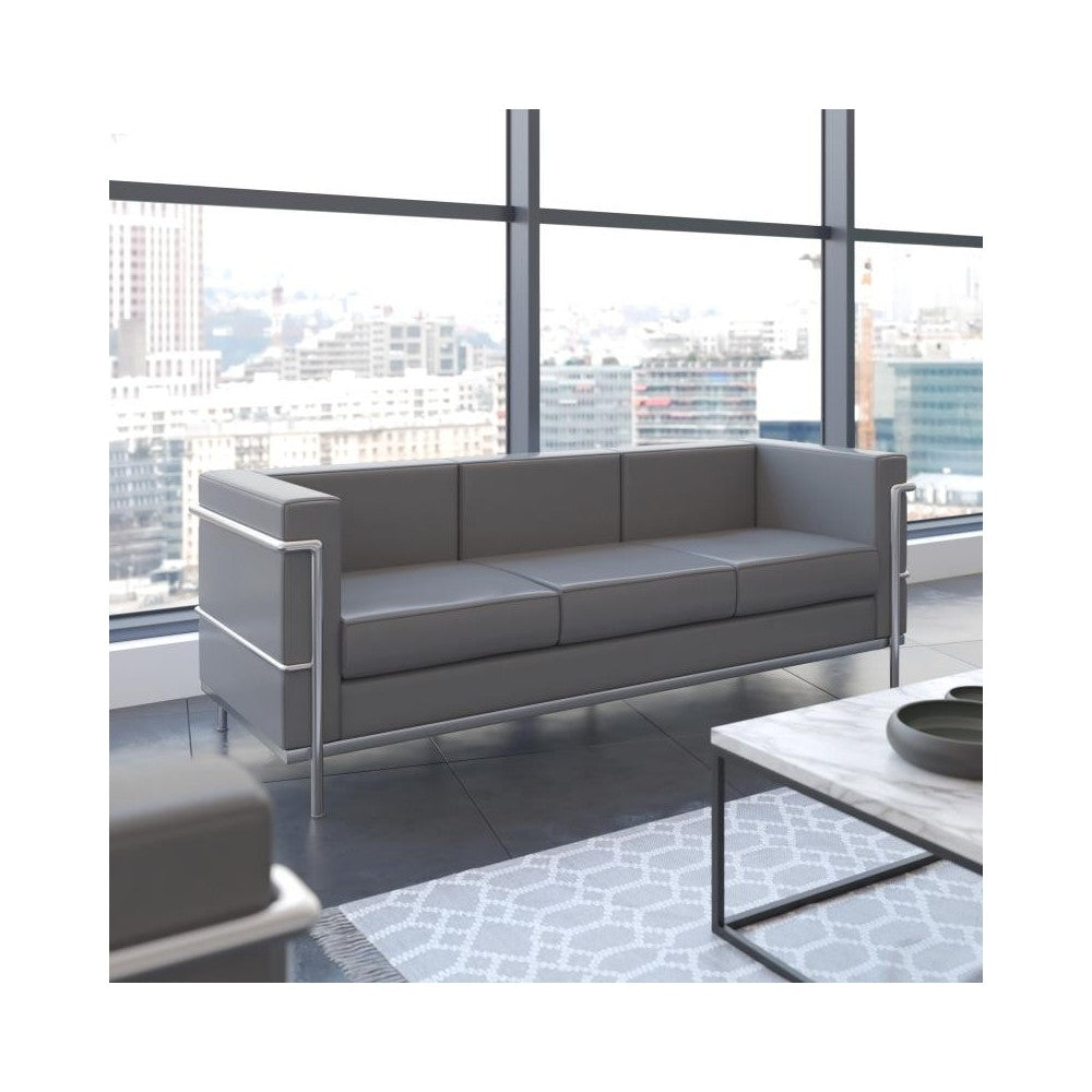 Flash Furniture HERCULES Regal Gray Leather Sofa ZB-REGAL-810-3-SOFA-GY-GG