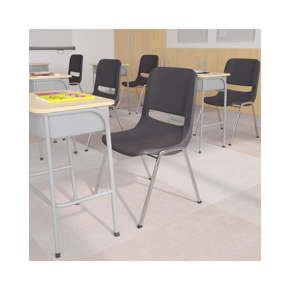 Flash Furniture HERCULES Series Gray Plastic Stack Chair RUT-18-GY-CHR-GG