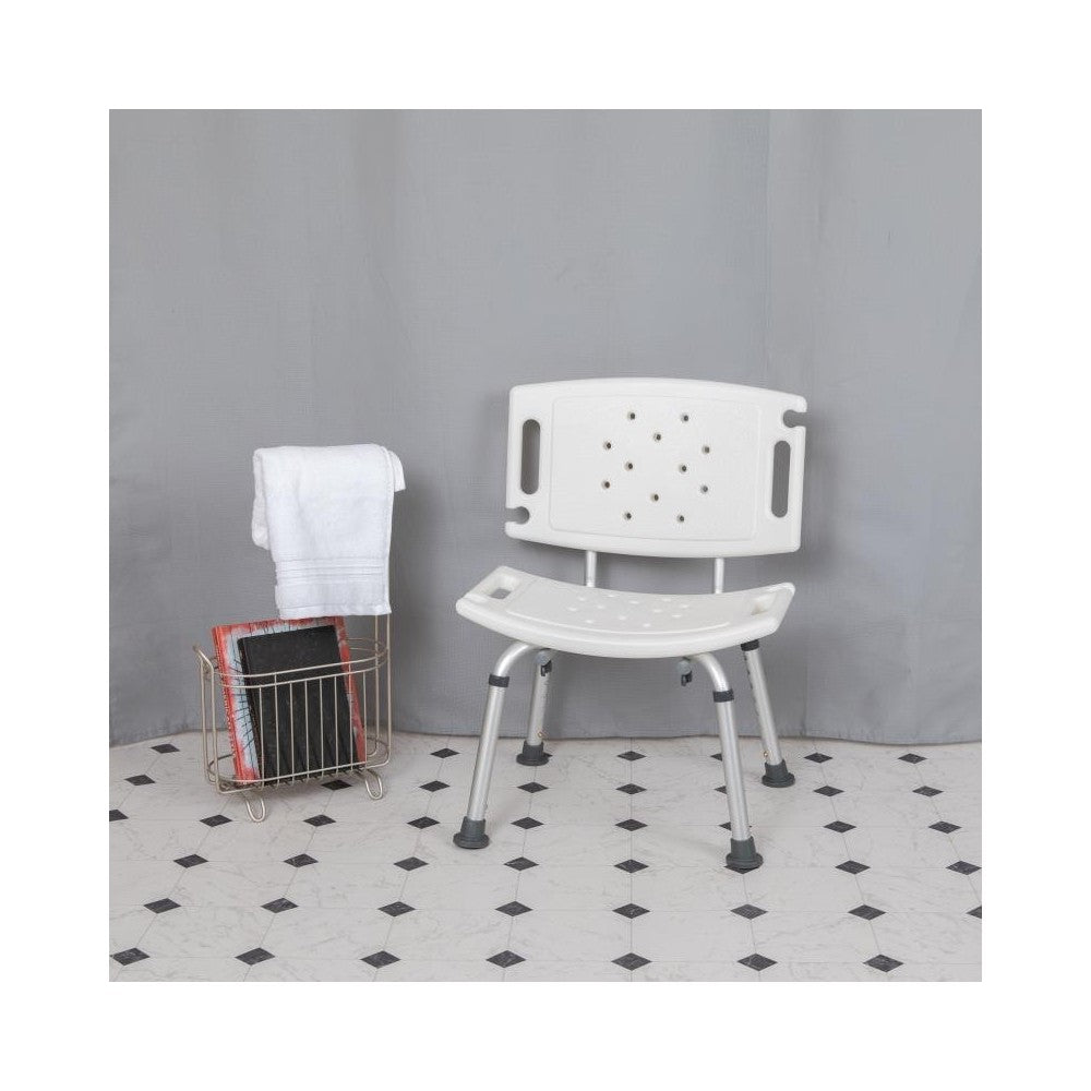 Flash Furniture HERCULES Series White Bath & Shower Chair DC-HY3501L-WH-GG