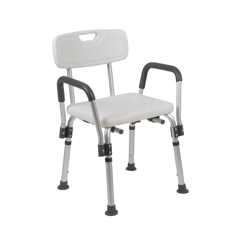 Flash Furniture HERCULES White Adjustable Bath Chair DC-HY3520L-WH-GG