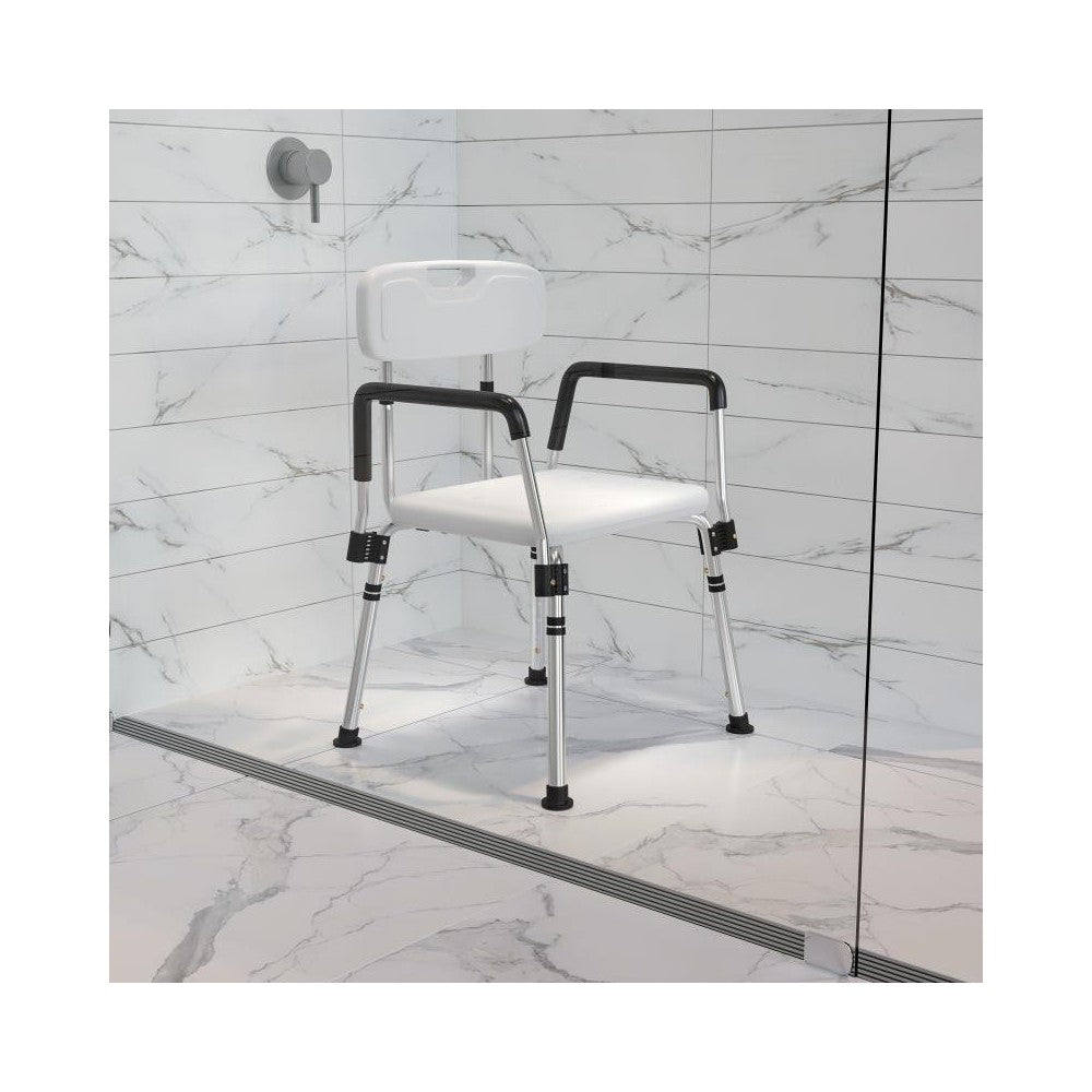 Flash Furniture HERCULES White Quick Release Bath Chair DC-HY3523L-WH-GG