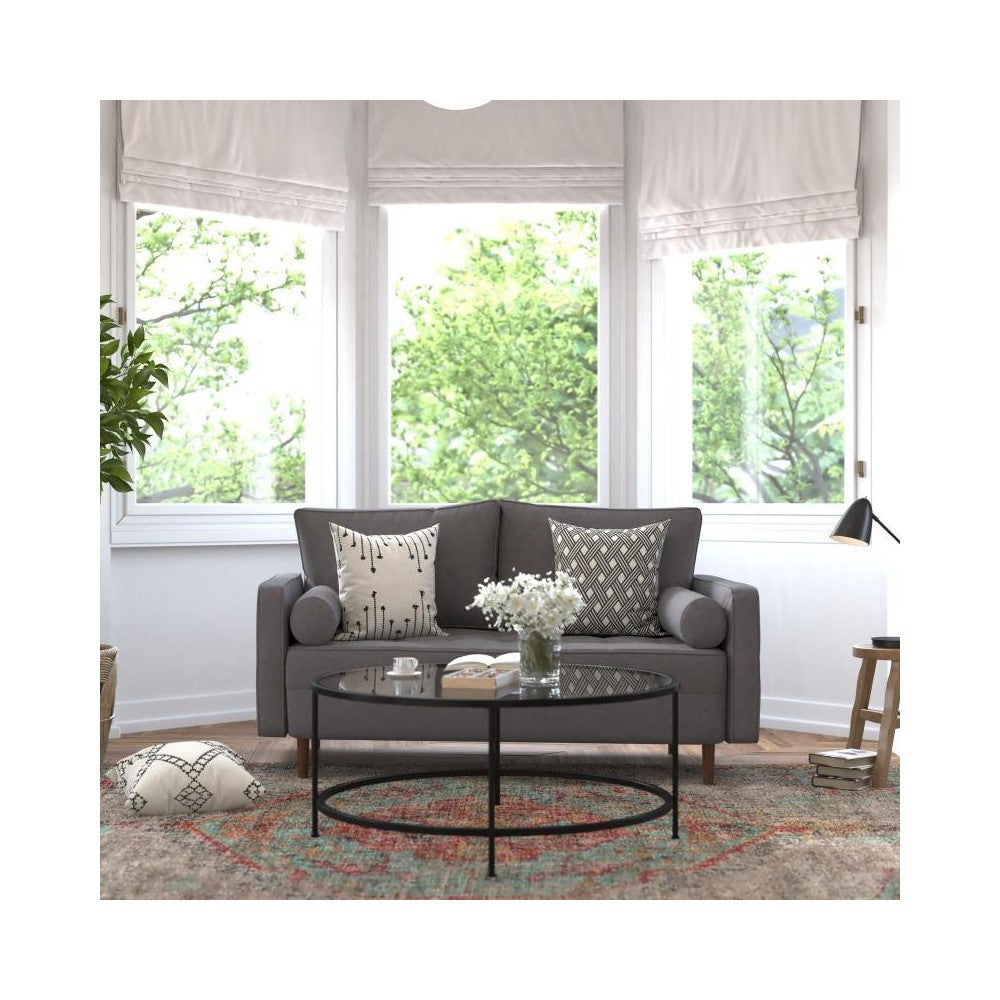 Flash Furniture Hudson Dark Gray Upholstered Loveseat IS-PL100-DKGY-GG