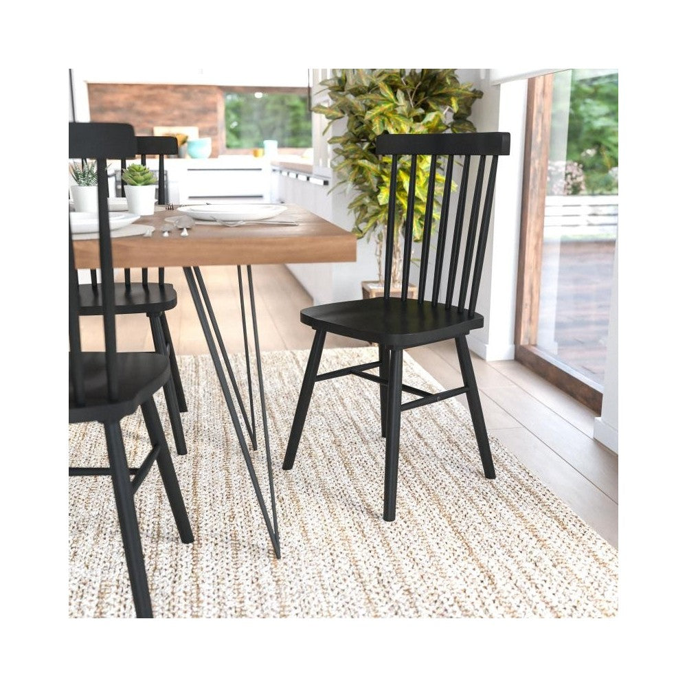 Flash Furniture Ingrid 2PK Black Spindle Back Chair ZH-8101WR-BK-2-GG