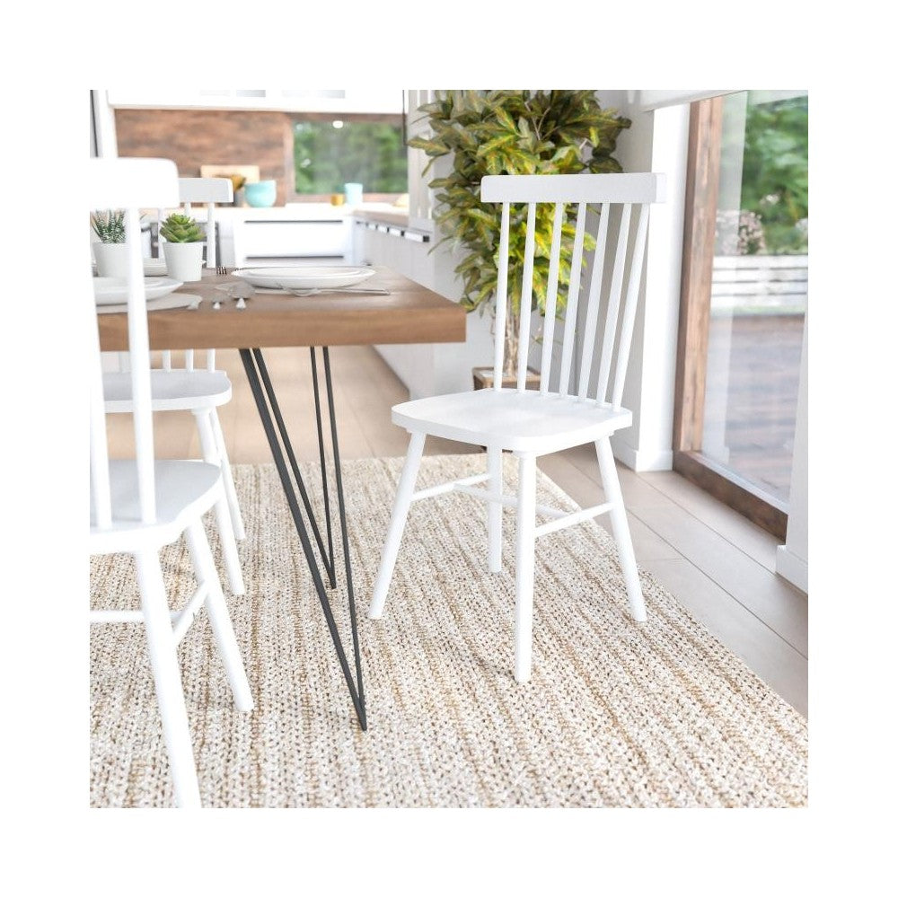 Flash Furniture Ingrid 2PK White Spindle Back Chair ZH-8101WR-WH-2-GG