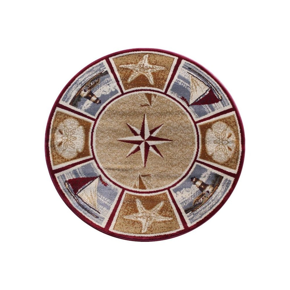 Flash Furniture Inis Collection Beige 4x4 Nautical Area Rug ACD-RGZ8758-44-BG-GG