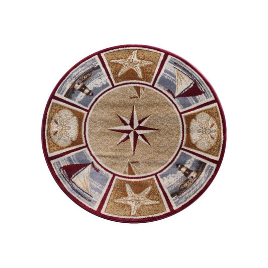 Flash Furniture Inis Collection Beige 4x4 Nautical Area Rug ACD-RGZ8758-44-BG-GG