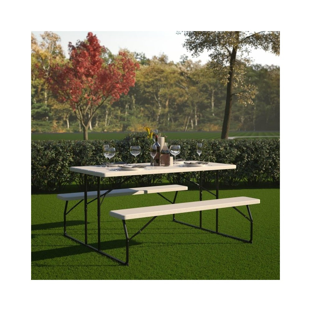 Flash Furniture Insta-Fold White Picnic Table/Bench RB-EBB-1470FD-WH-GG