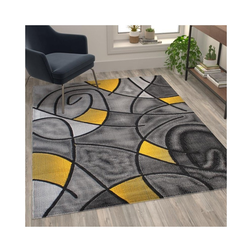 Flash Furniture Jubilee Collection Yellow 5x7 Abstract Rug ACD-RGTRZ860-57-YL-GG