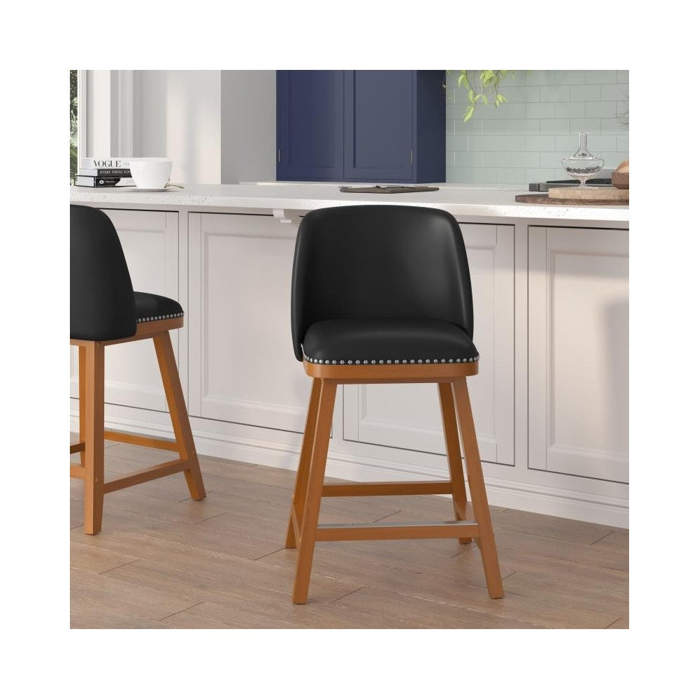 Flash Furniture Julia 2PK 24" Black Leather Stools CH-192162X000PU-24-BK-GG