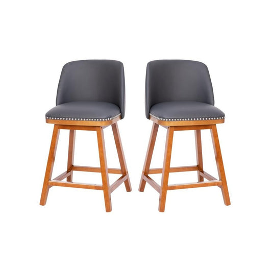 Flash Furniture Julia 2PK 24" Gray Leather Stools CH-192162X000PU-24-GY-GG