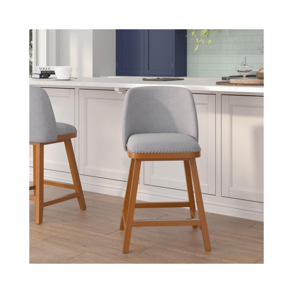 Flash Furniture Julia 2PK 24" Gray Linen Stools CH-192162X000-24-GY-GG