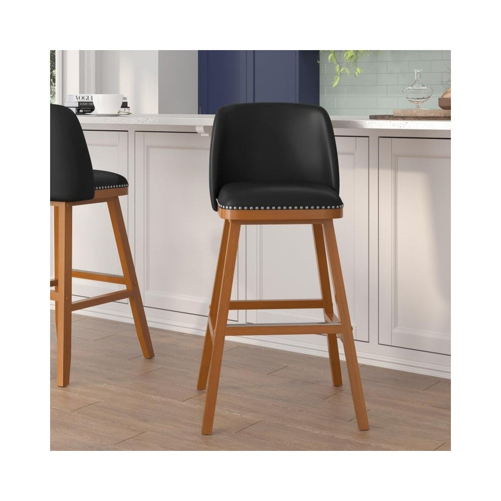 Flash Furniture Julia 2PK 30" Black Leather Stools CH-192162X000PU-30-BK-GG