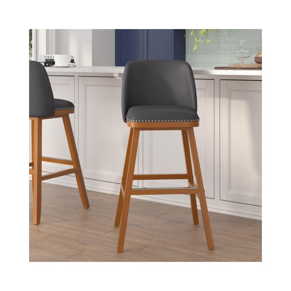 Flash Furniture Julia 2PK 30" Gray Leather Stools CH-192162X000PU-30-GY-GG