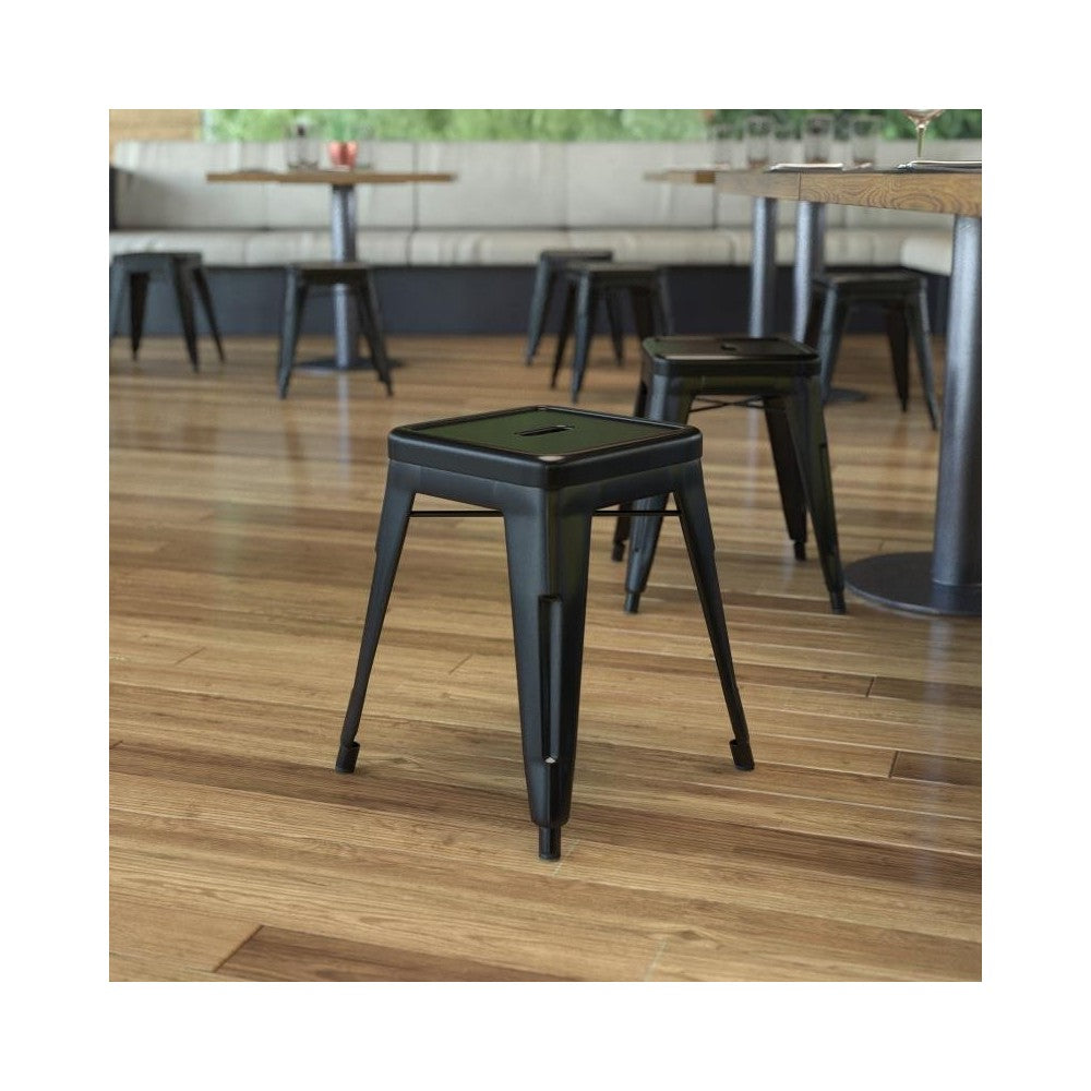 Flash Furniture Kai 4 Pack Black Metal Stool ET-BT3503-18-BLK-GG