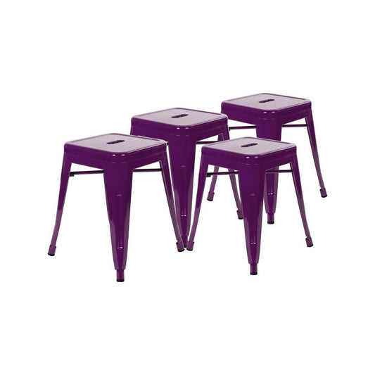 Flash Furniture Kai 4 Pack Purple Metal Stool ET-BT3503-18-PR-GG