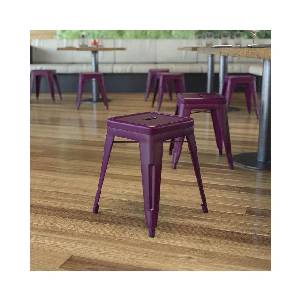 Flash Furniture Kai 4 Pack Purple Metal Stool ET-BT3503-18-PR-GG