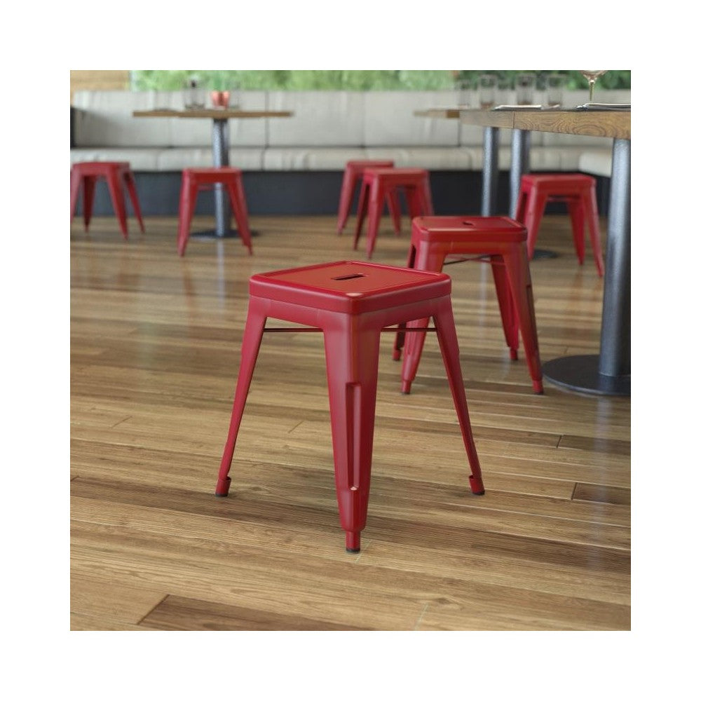 Flash Furniture Kai 4 Pack Red Metal Stool ET-BT3503-18-RED-GG