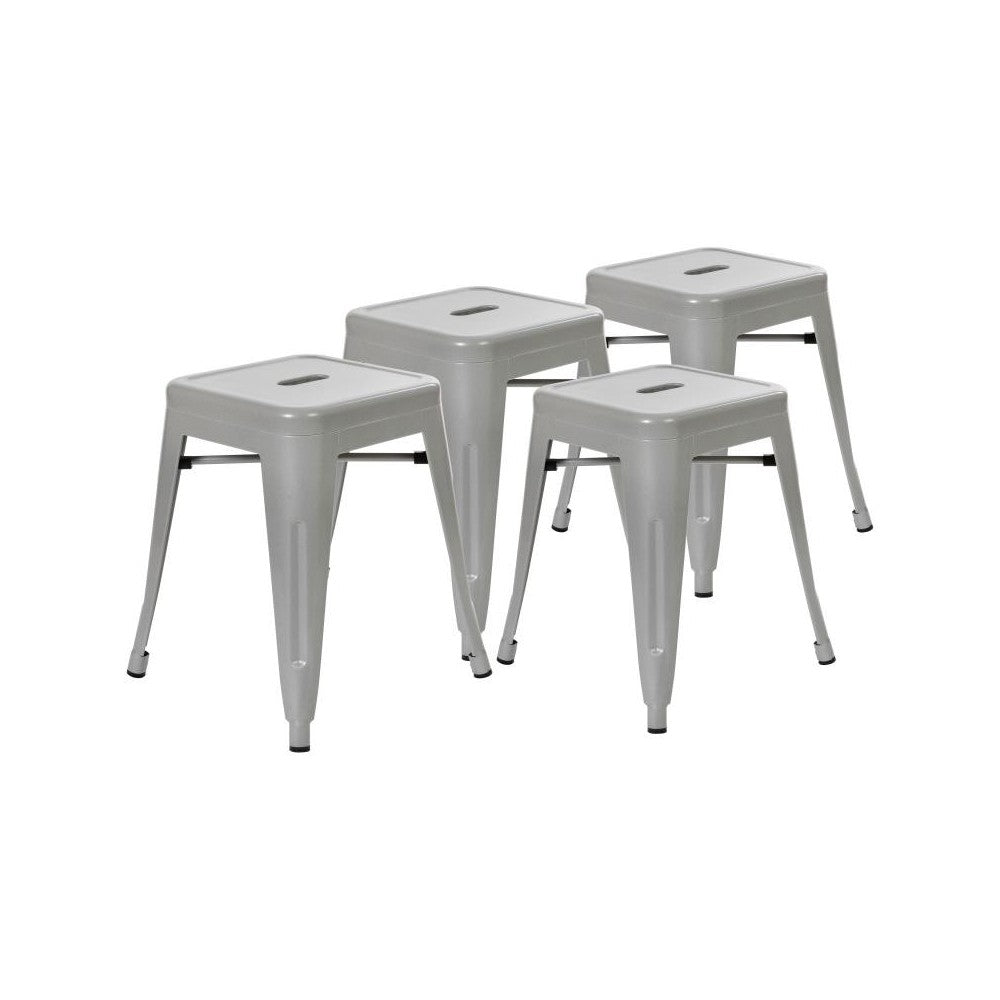 Flash Furniture Kai 4 Pack Silver Metal Stool ET-BT3503-18-SIL-GG