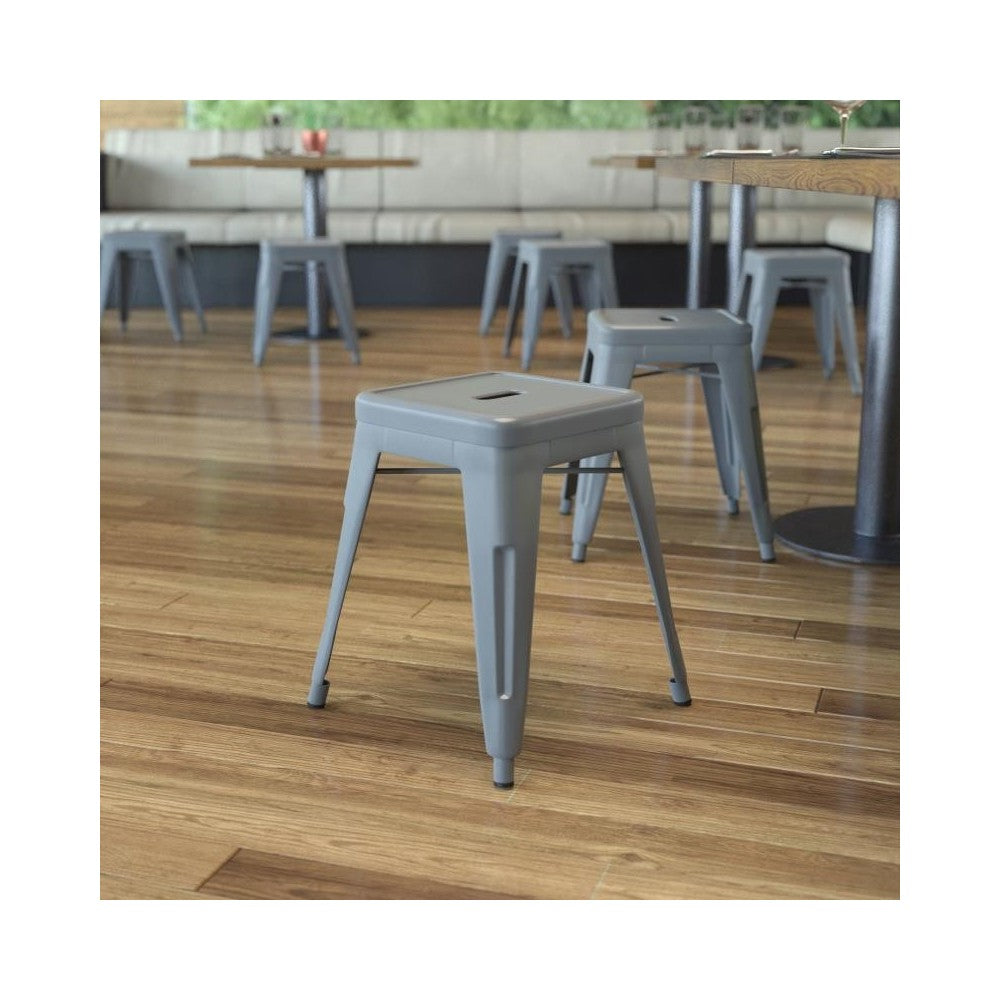 Flash Furniture Kai 4 Pack Silver Metal Stool ET-BT3503-18-SIL-GG