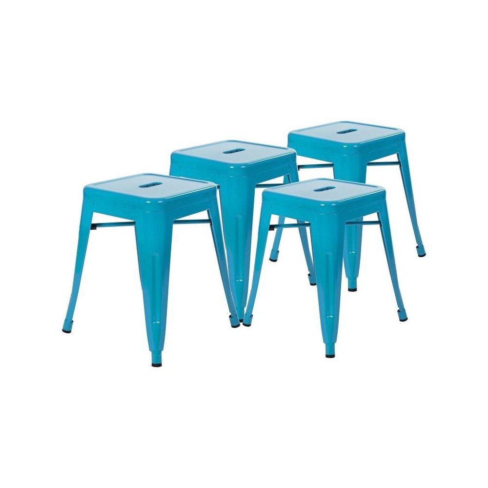 Flash Furniture Kai 4 Pack Teal Metal Stool ET-BT3503-18-TL-GG