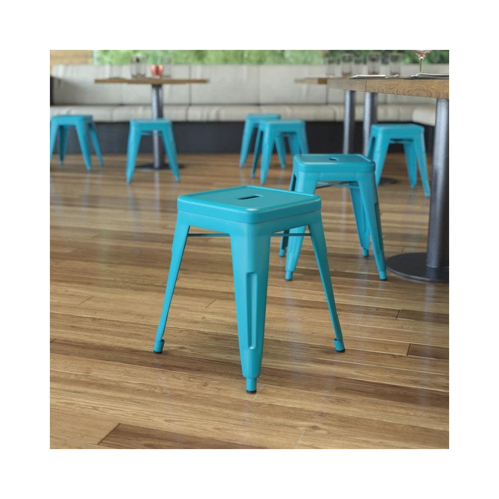 Flash Furniture Kai 4 Pack Teal Metal Stool ET-BT3503-18-TL-GG