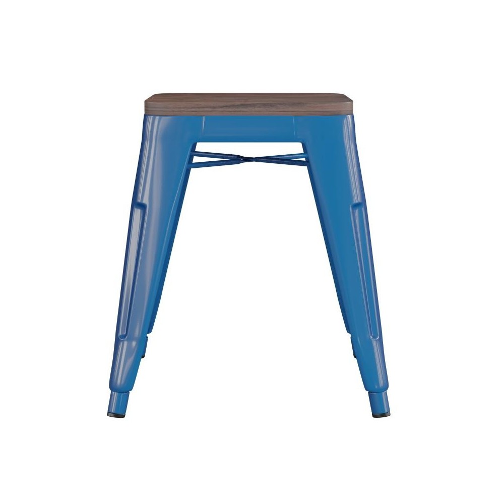 Flash Furniture Kai 4PK Royal Blue Stool-Wood Seat ET-BT3503-18-BL-WD-GG