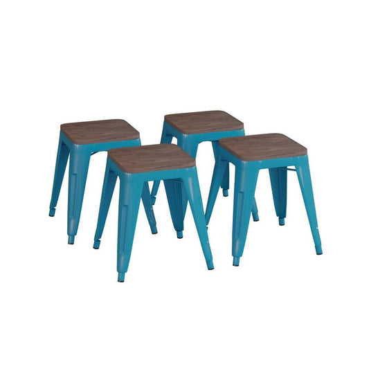 Flash Furniture Kai 4PK Teal Stool-Wood Seat ET-BT3503-18-TL-WD-GG