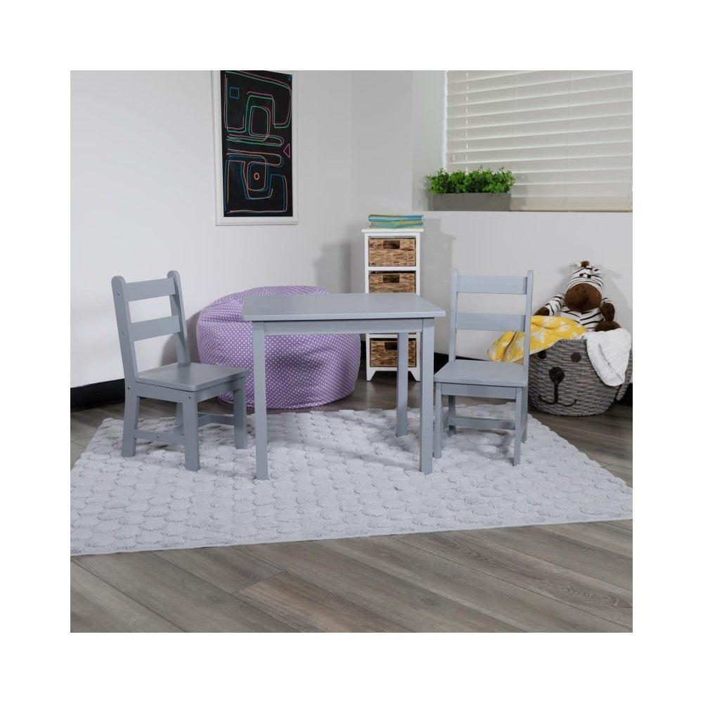 Flash Furniture Kyndl Kids Gray Table & 2 Chair Set TW-WTCS-1001-GRY-GG
