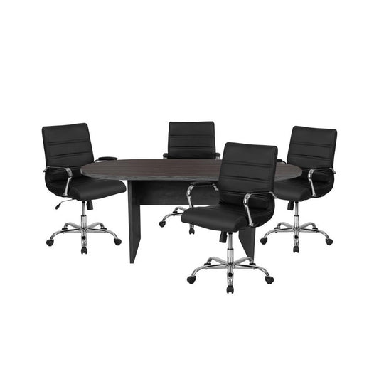 Flash Furniture Lake Gray Oval Conference Set BLN-6GCGRY2286-BK-GG