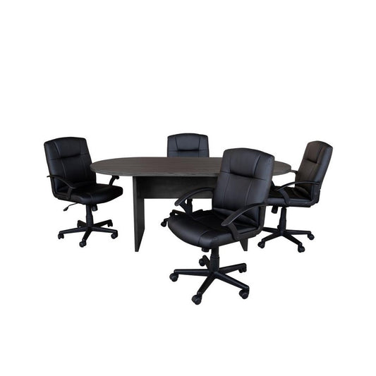 Flash Furniture Lake Gray Oval Conference Set BLN-6GCGRYX000-BK-GG