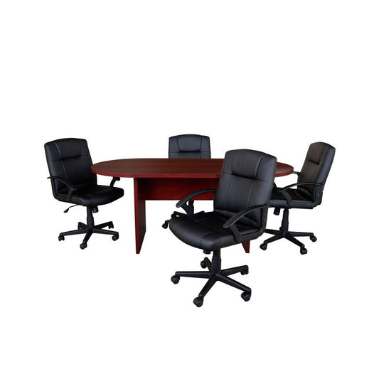 Flash Furniture Lake Mahogany Oval Conference Set BLN-6GCMHGX000-BK-GG