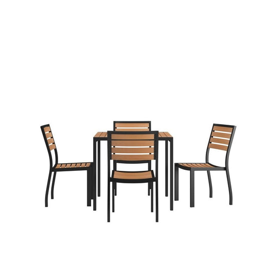 Flash Furniture Lark Faux Teak Patio Table-4 Chair XU-DG-810060364-GG
