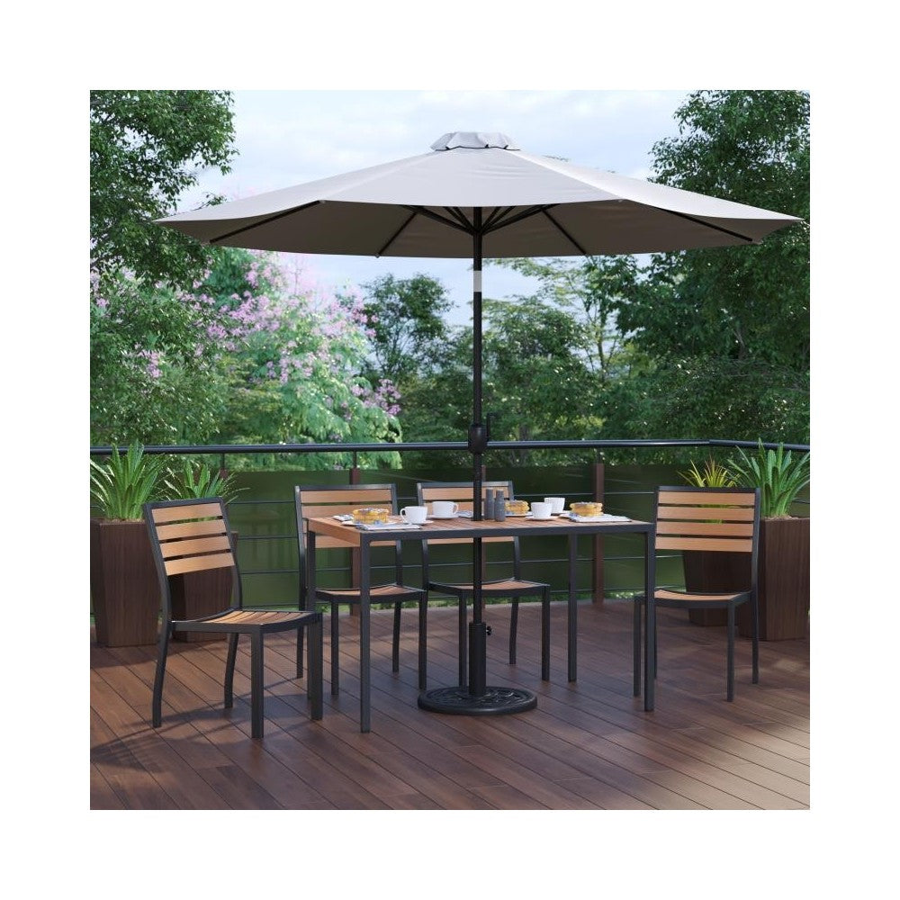 Flash Furniture Lark Faux Teak Patio Table & Chair XU-DG-304860364-UB19BGY-GG