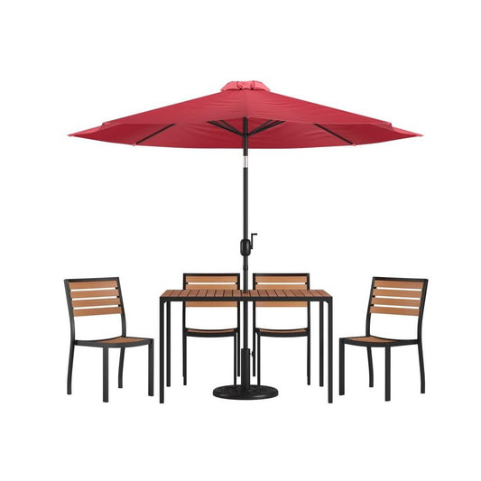 Flash Furniture Lark Faux Teak Patio Table & Chair XU-DG-304860364-UB19BRD-GG